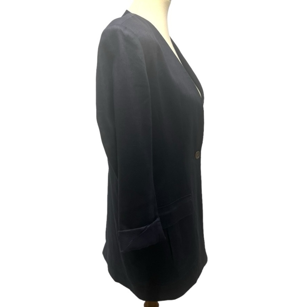 Classiques For Nordstrom Vintage Navy Linen Single Button  Blazer Womens Medium - Picture 5 of 9